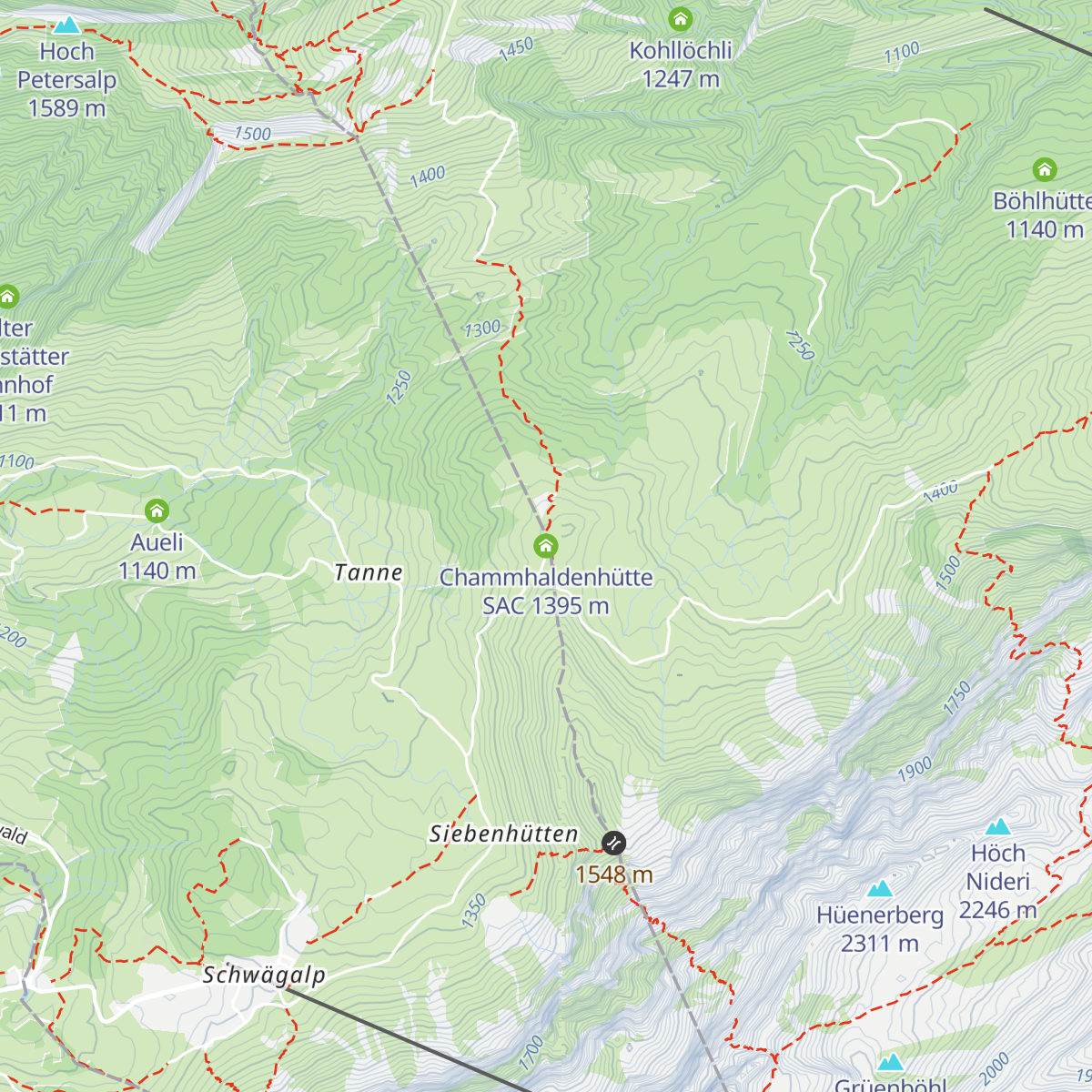 Chammhaldenhütte SAC map