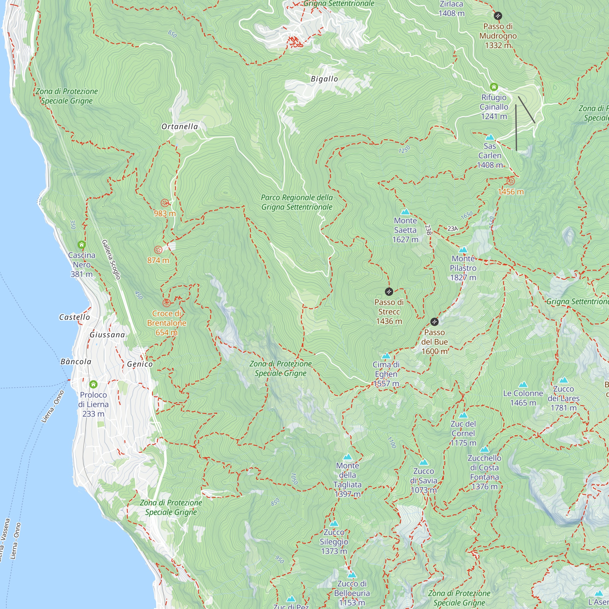 Bivacco Alpe di Lierna m.1250 map