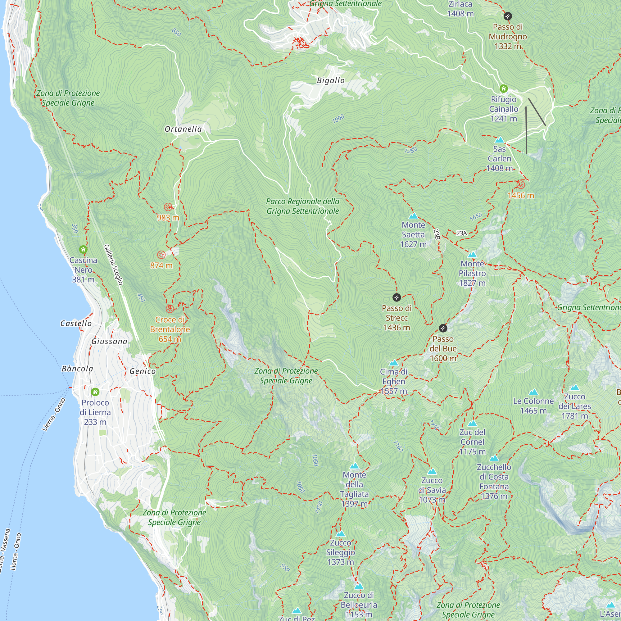 Bivacco Alpe di Lierna m.1250 map