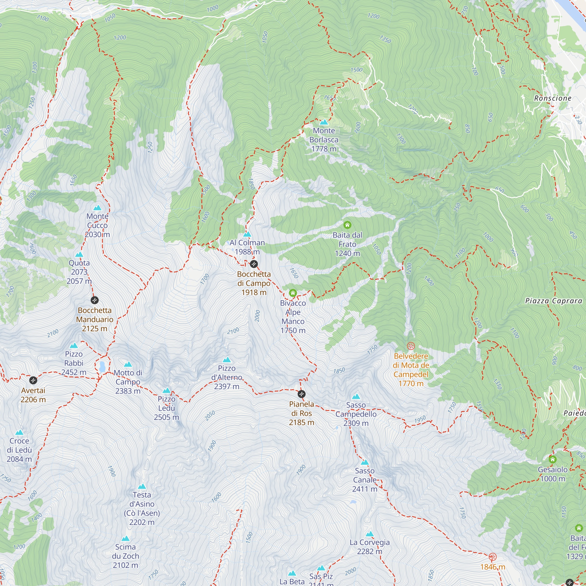 Bivacco Alpe Manco map