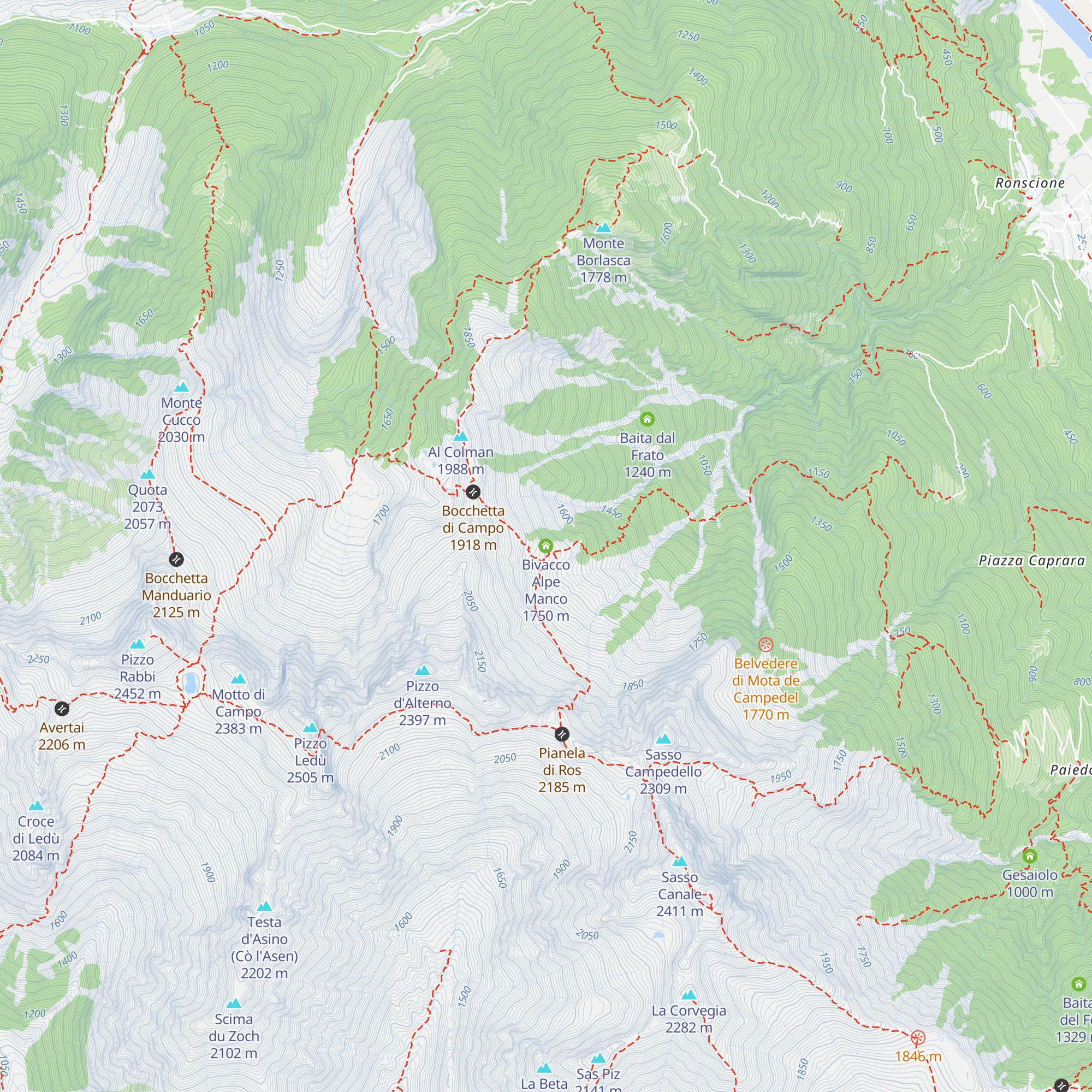 Bivacco Alpe Manco map