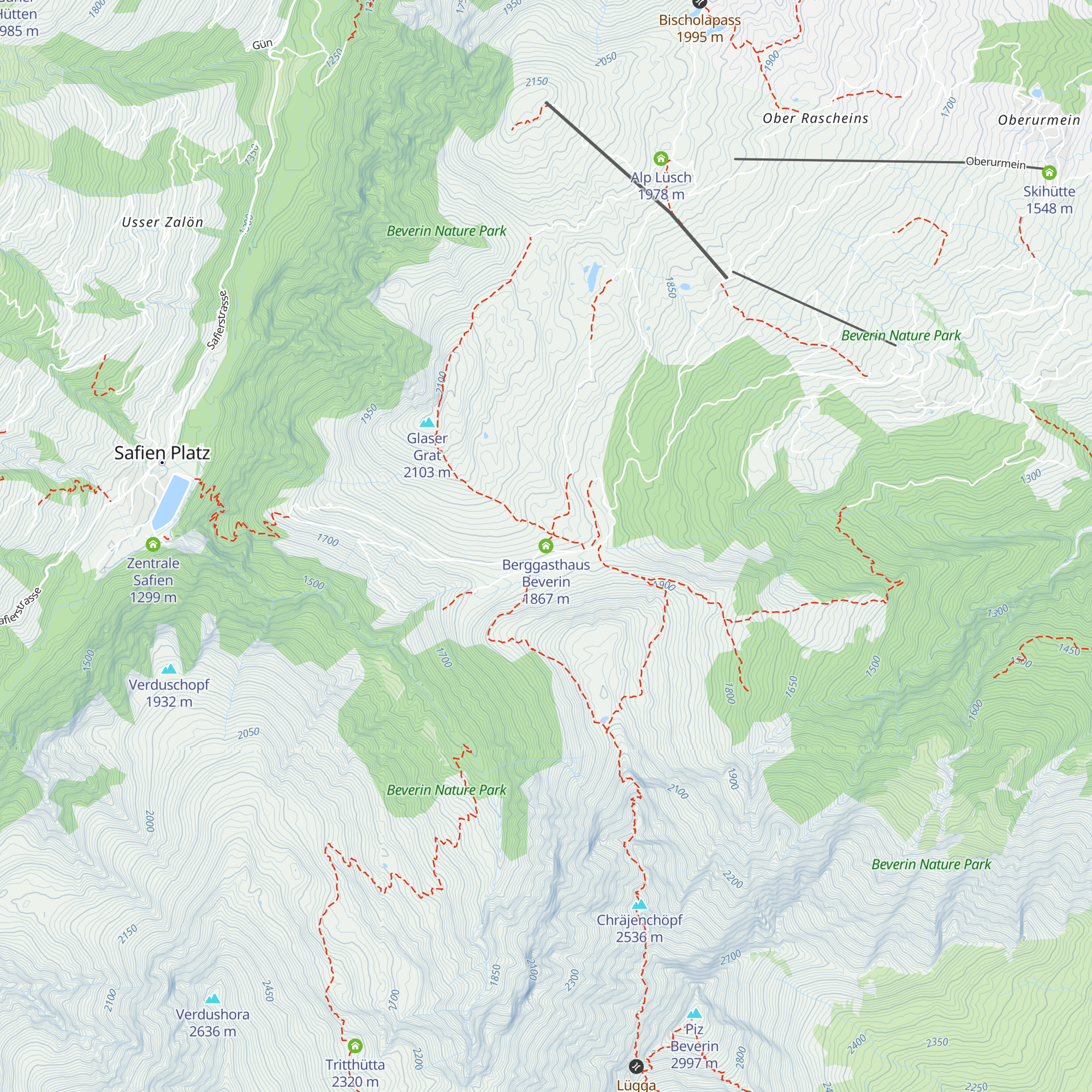 Berggasthaus Beverin map