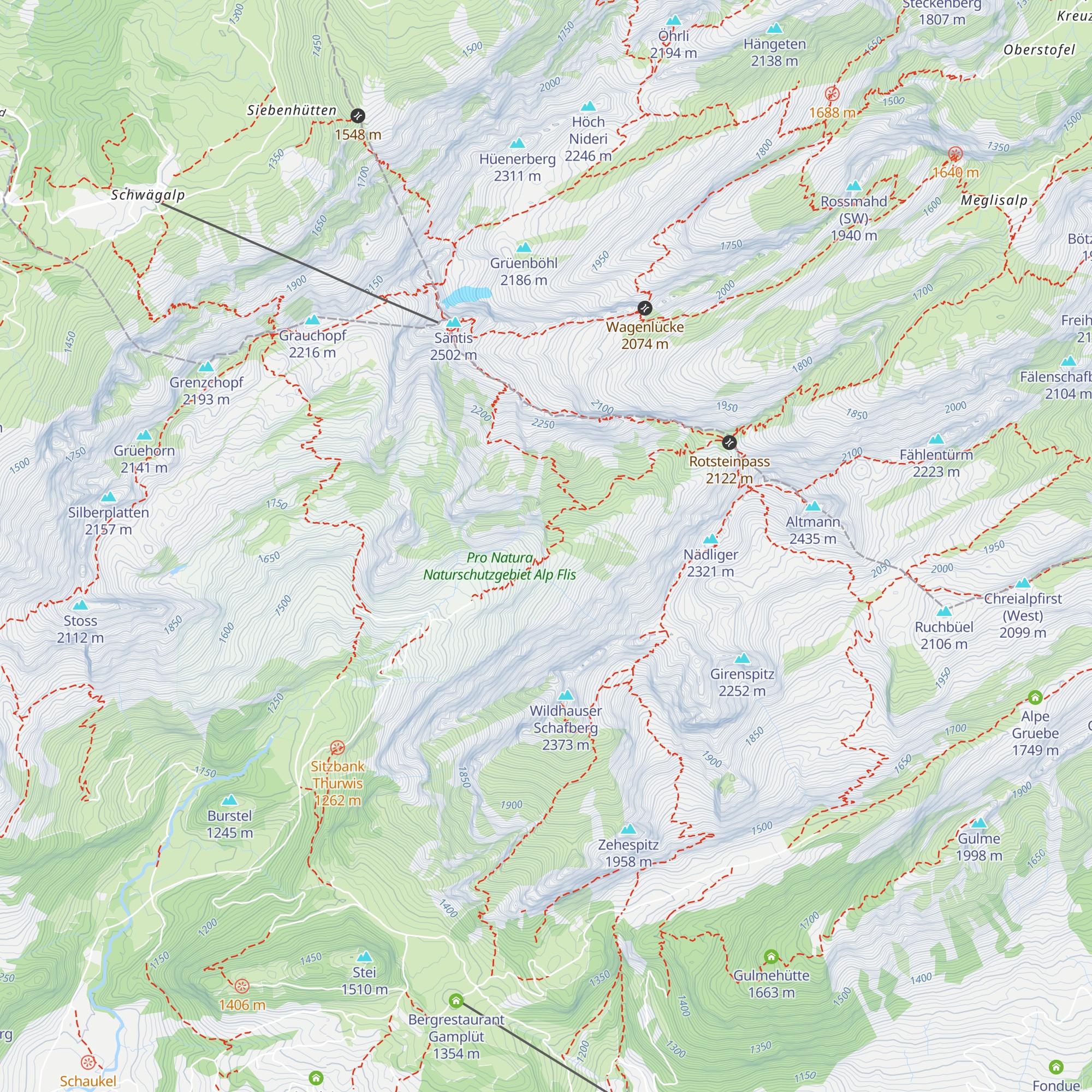 Berggasthaus Schafboden Alpstein map