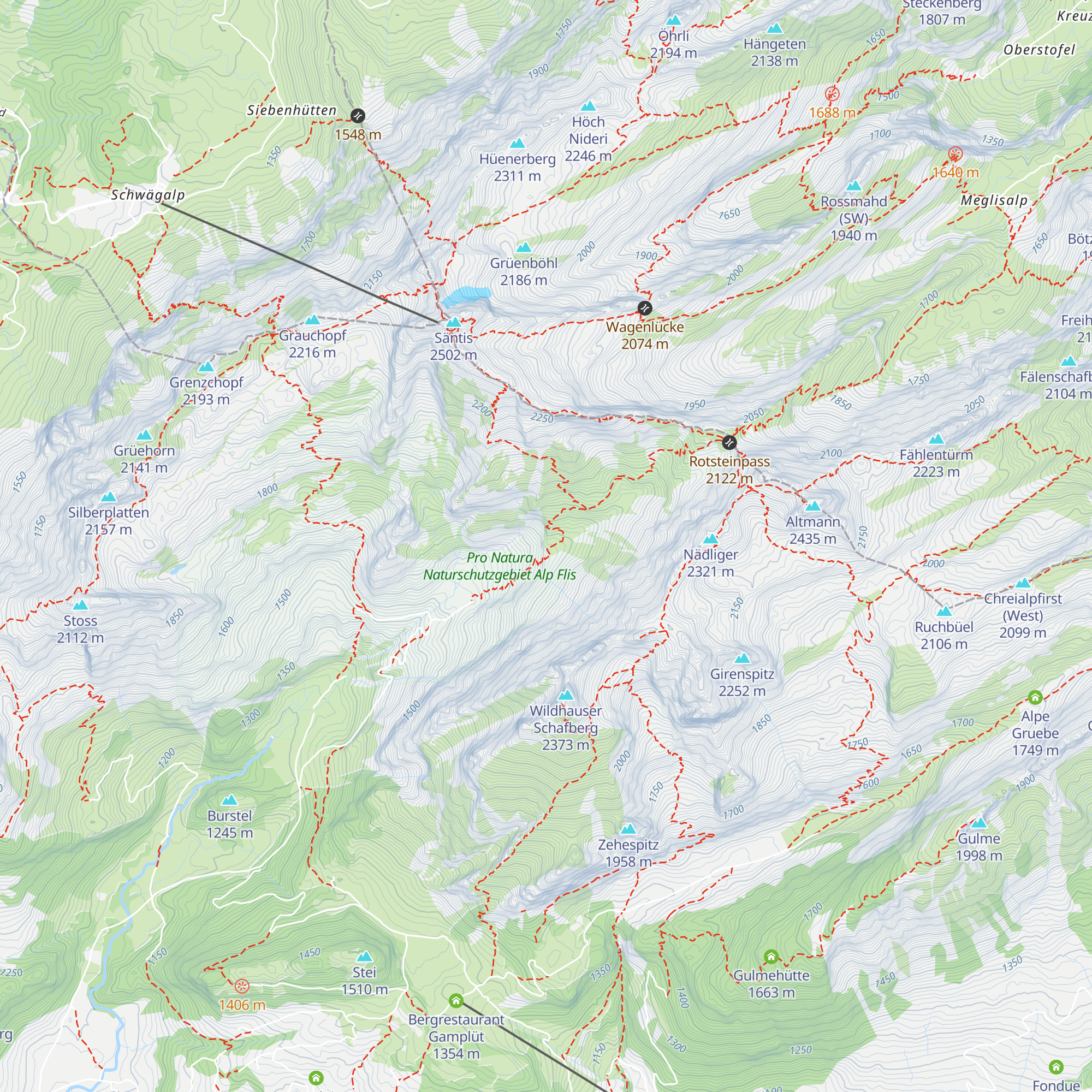 Berggasthaus Schafboden Alpstein map