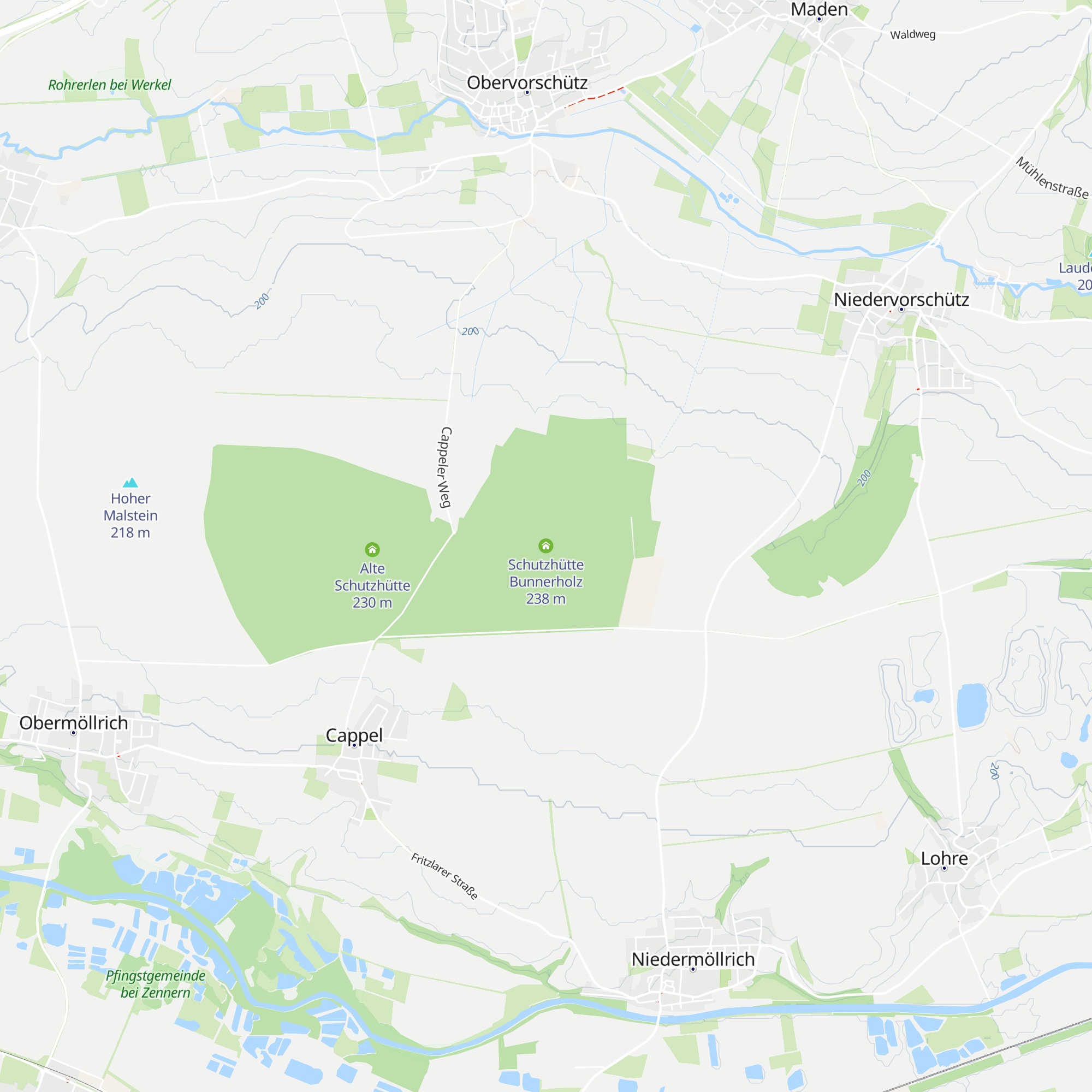 Schutzhütte Bunnerholz map