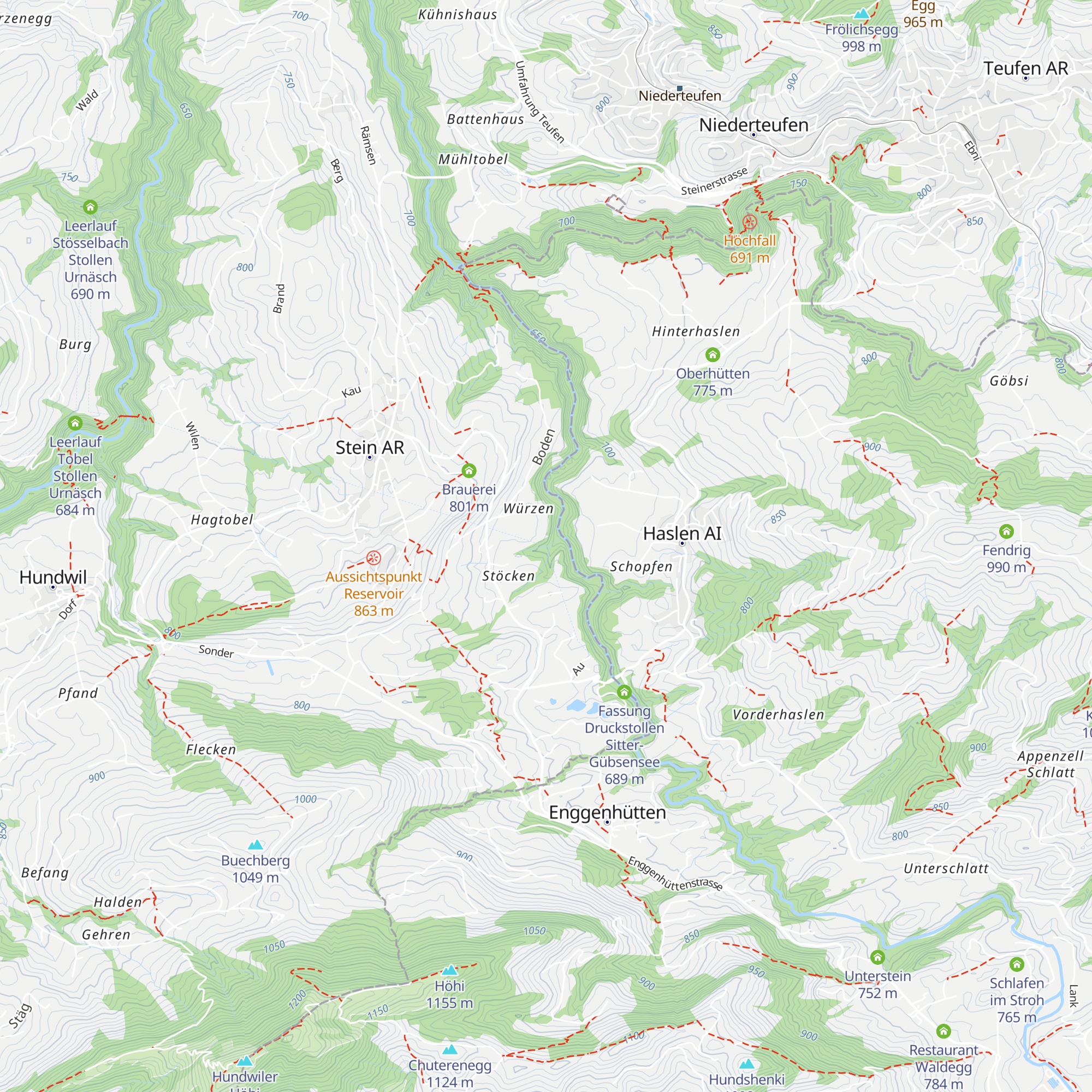 Überlauf Sitterstollen map