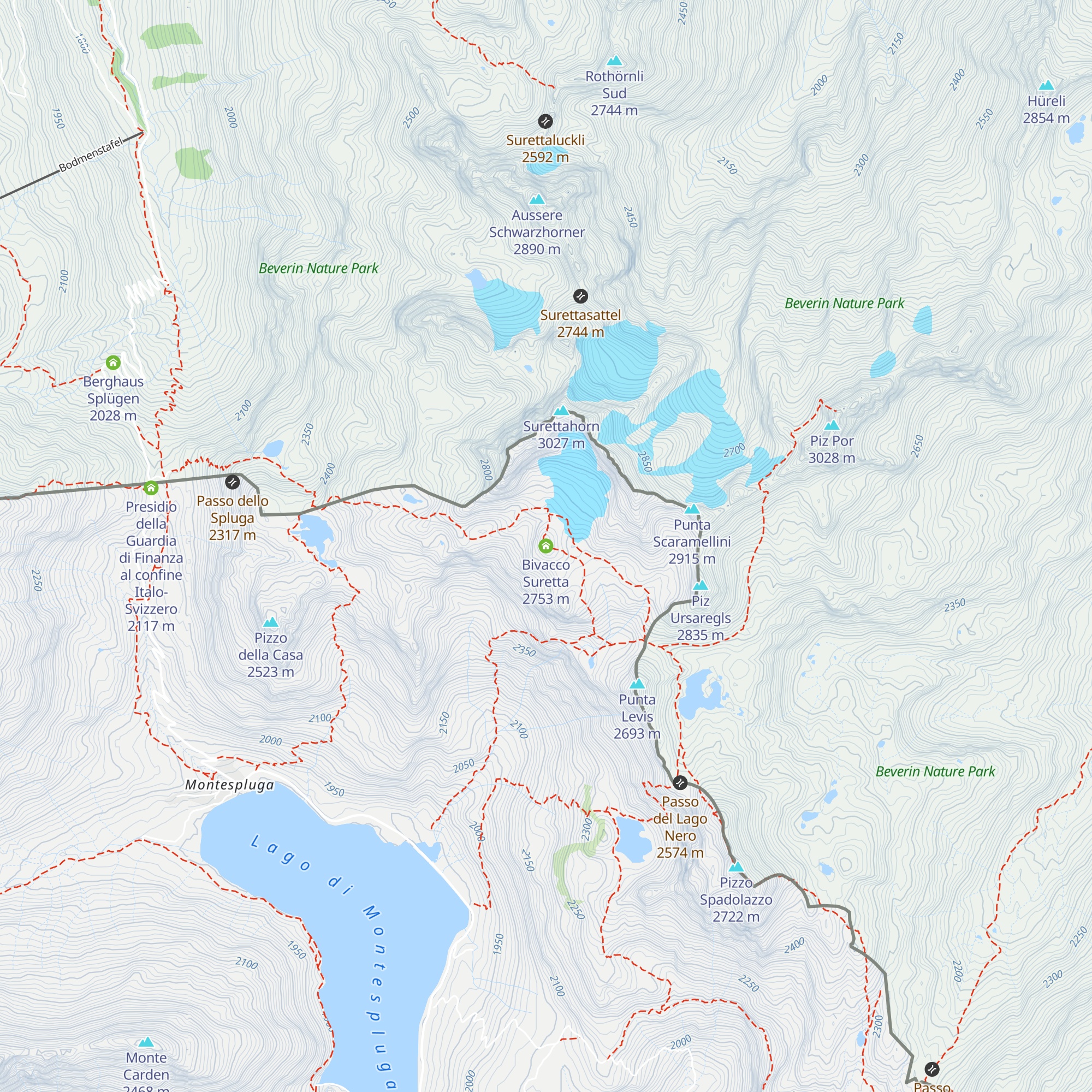 Bivacco Suretta map
