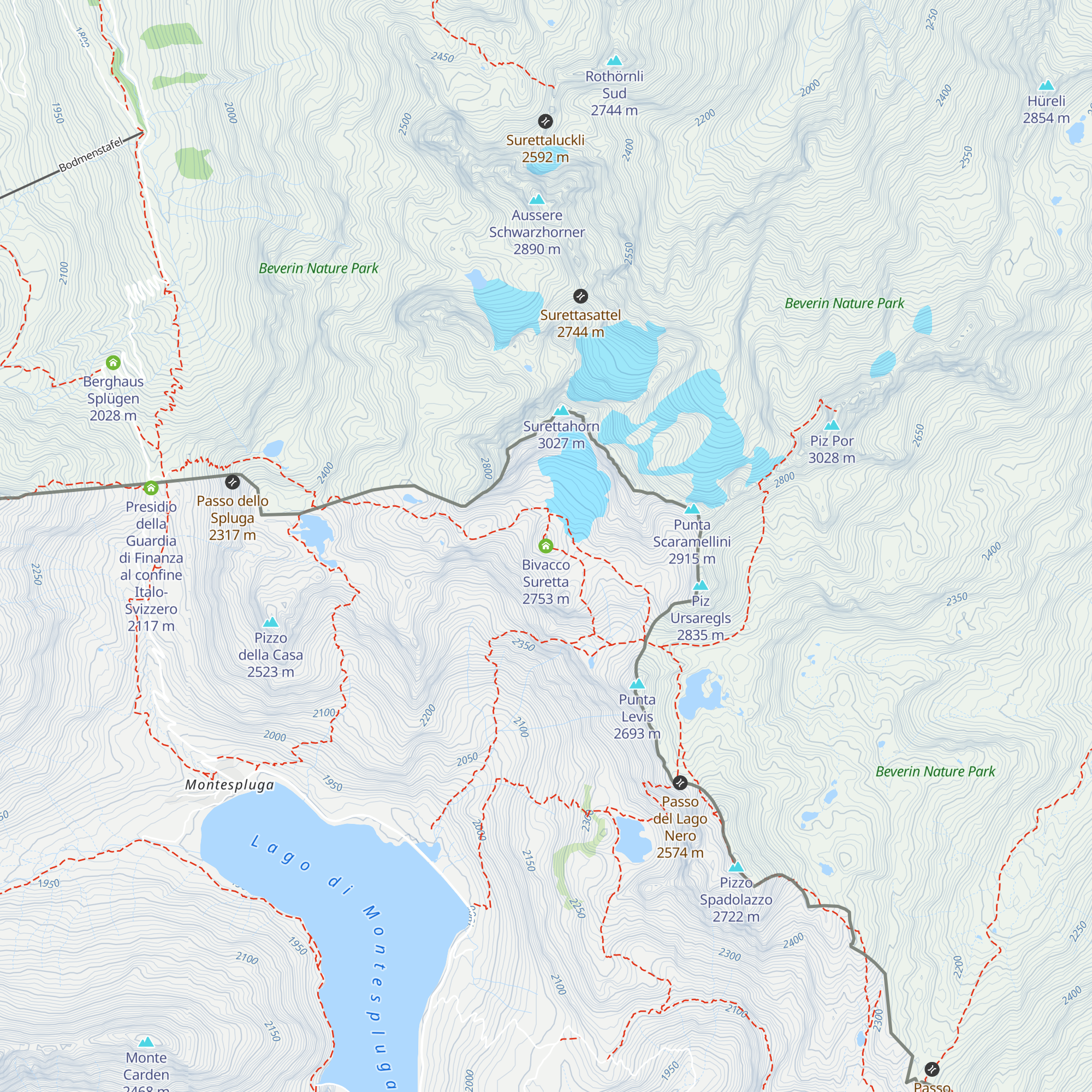 Bivacco Suretta map
