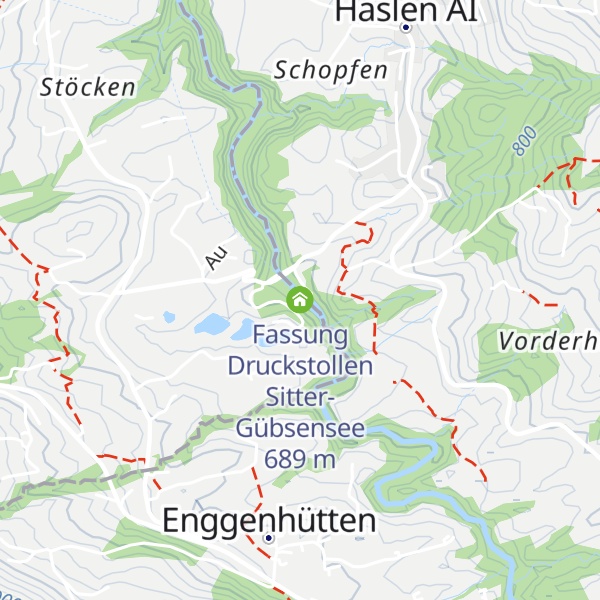 Map of Fassung Druckstollen Sitter-Gübsensee