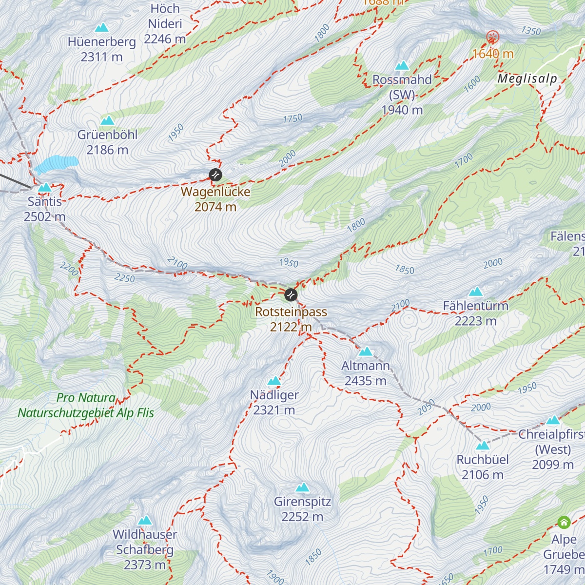 Berggasthaus Rotsteinpass map