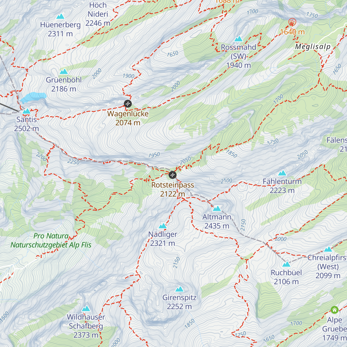 Berggasthaus Rotsteinpass map
