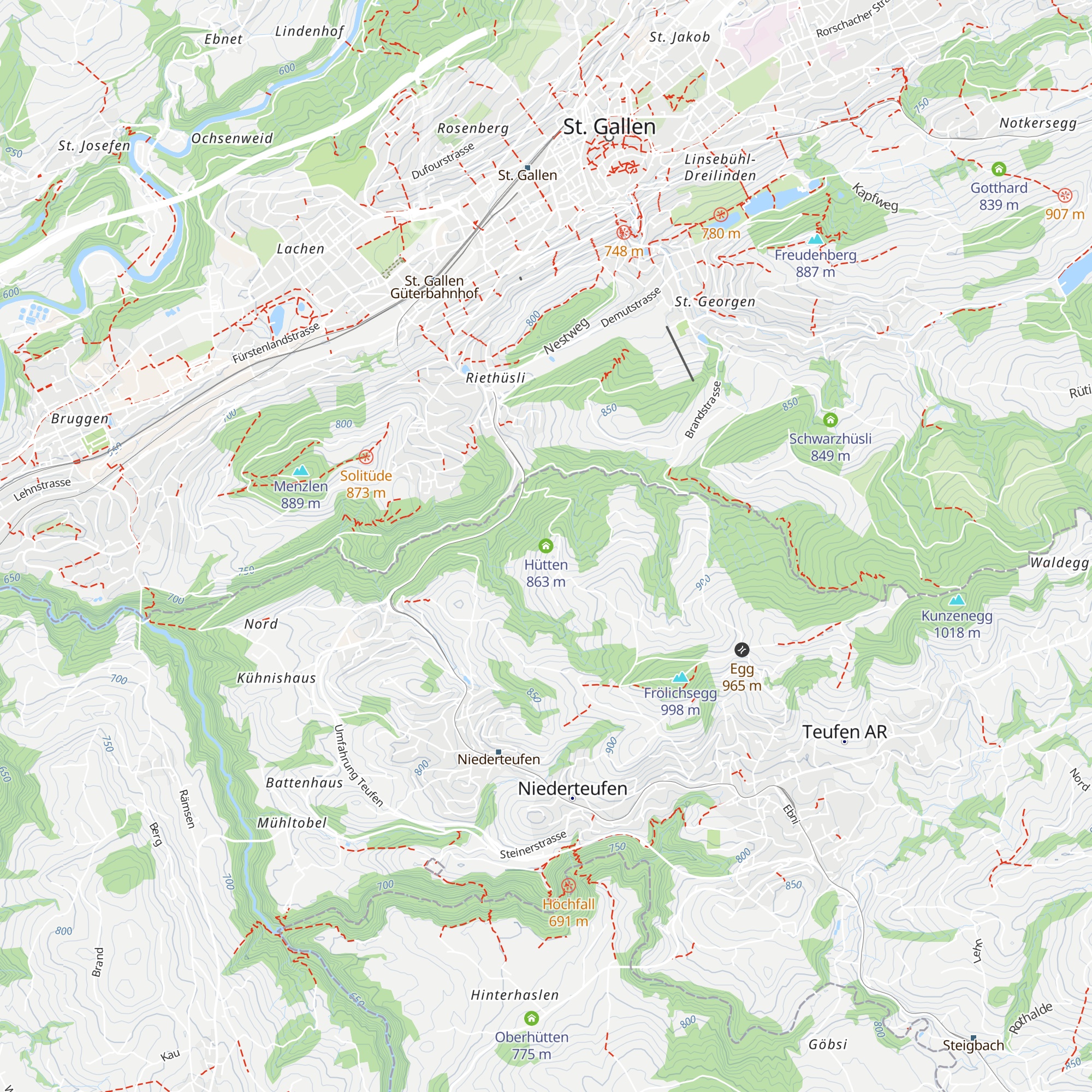 Hütten map