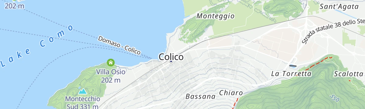 Map of the start of Sentiero Valtellina