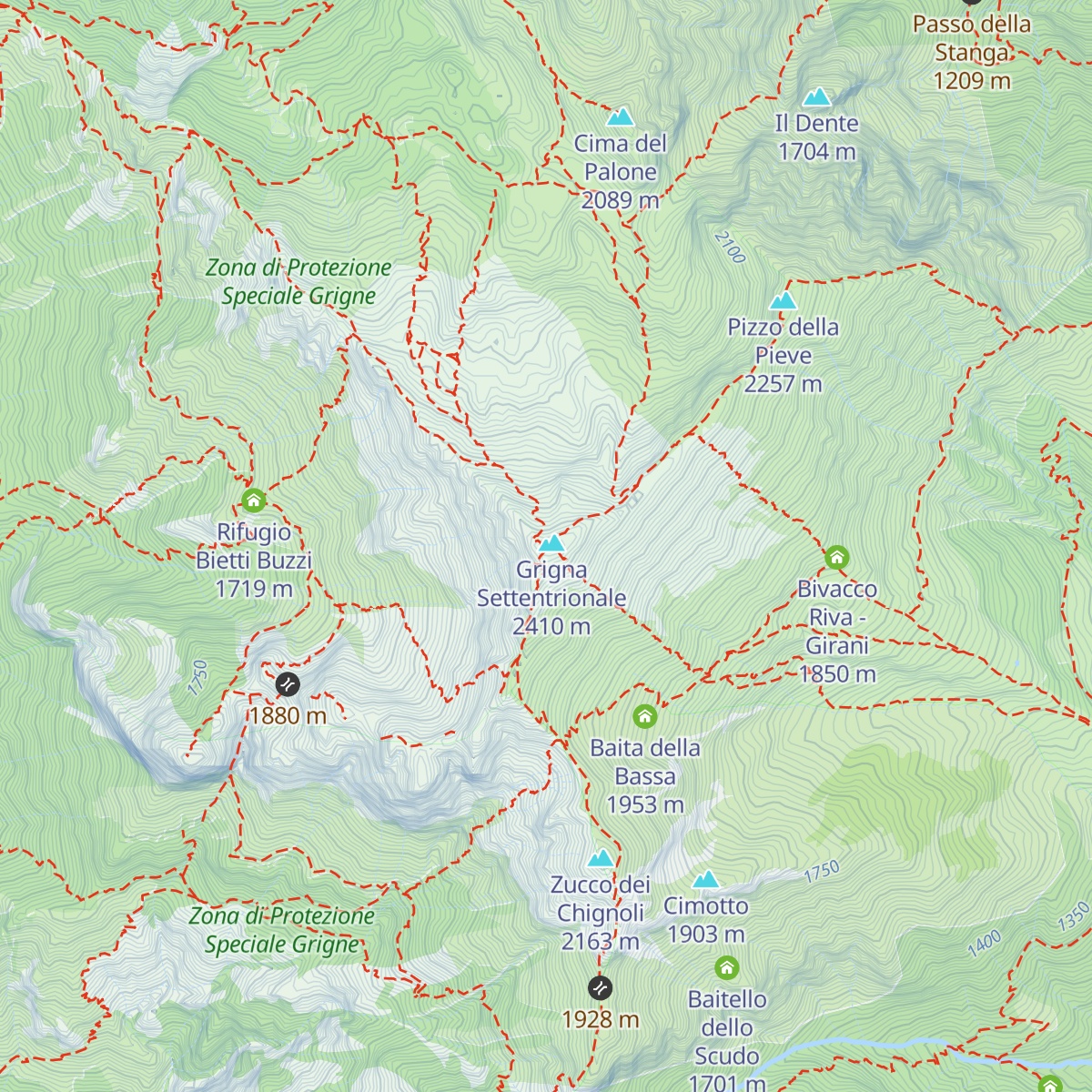 Rifugio Brioschi map