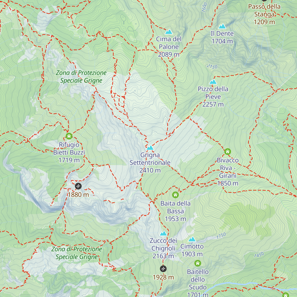 Rifugio Brioschi map