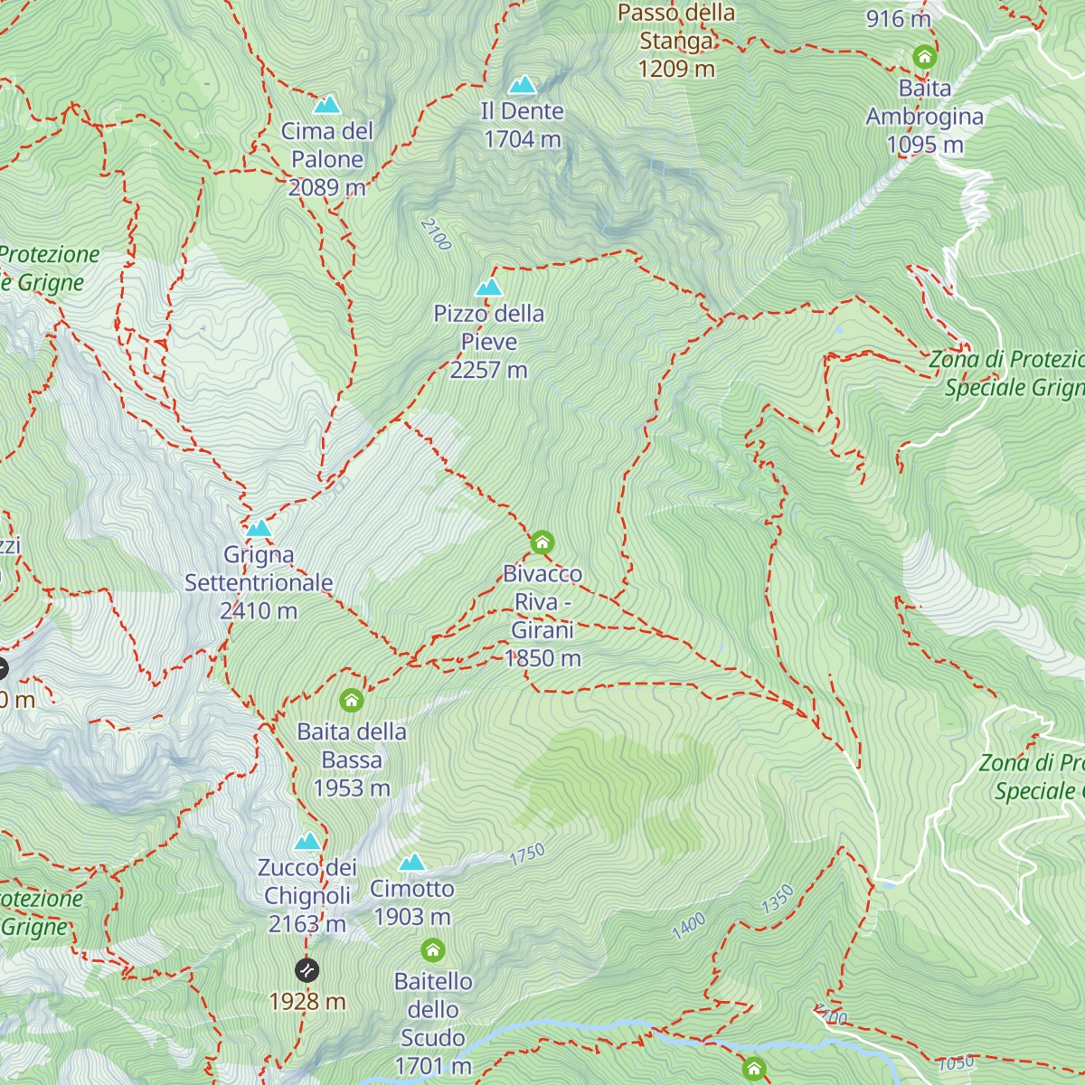 Bivacco Riva - Girani map