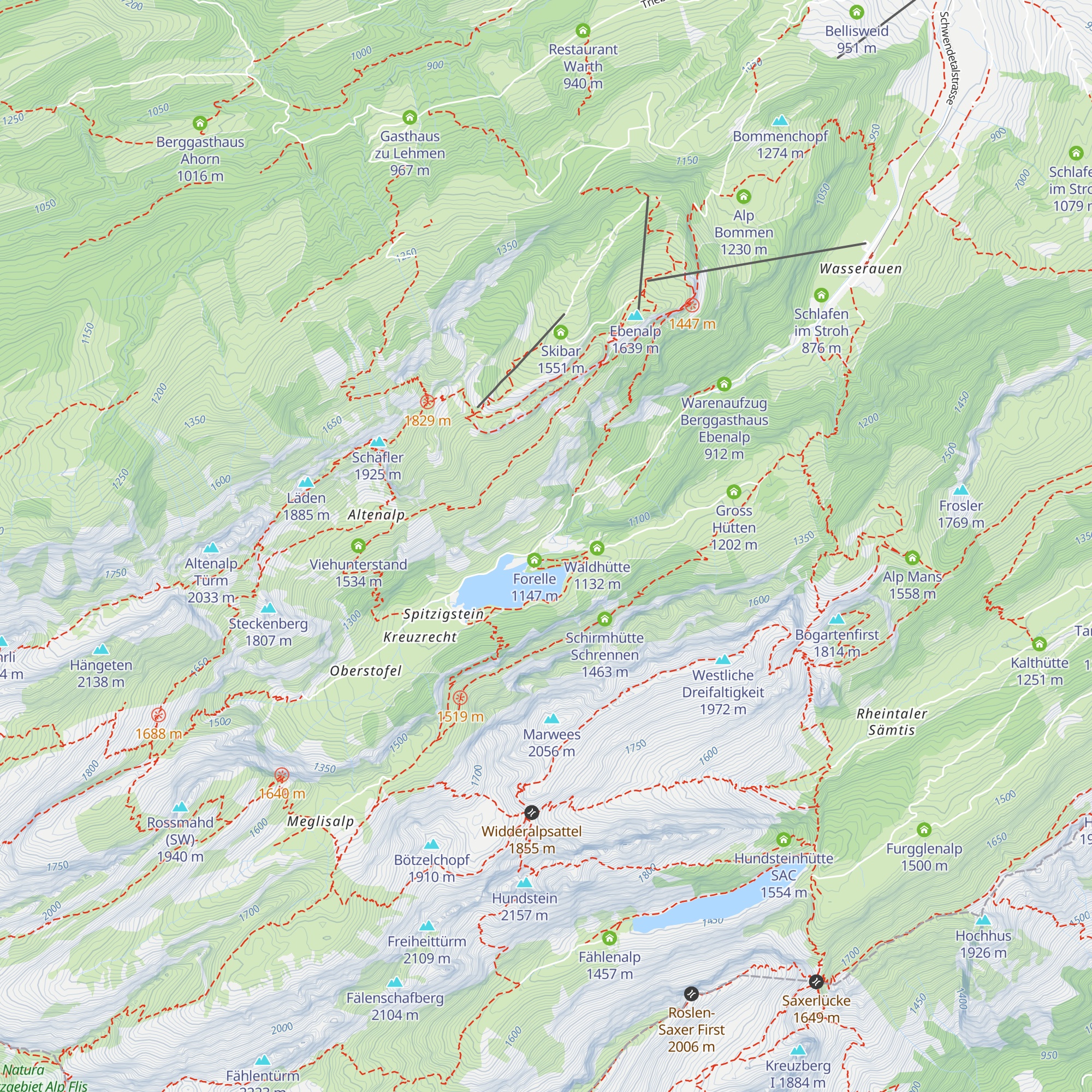 Felsähöttli map