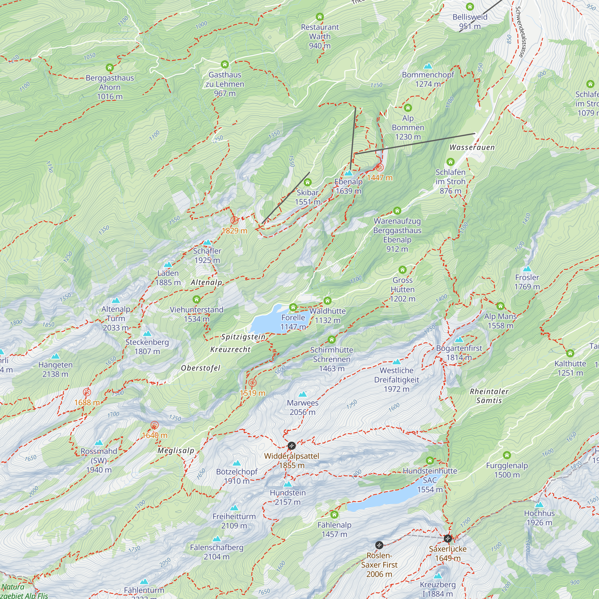Felsähöttli map