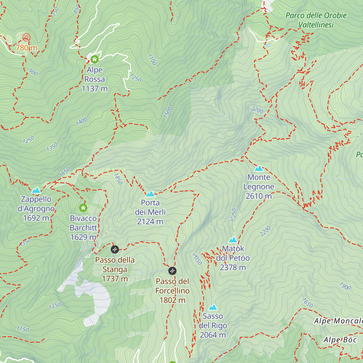 Bivacco Silvestri map
