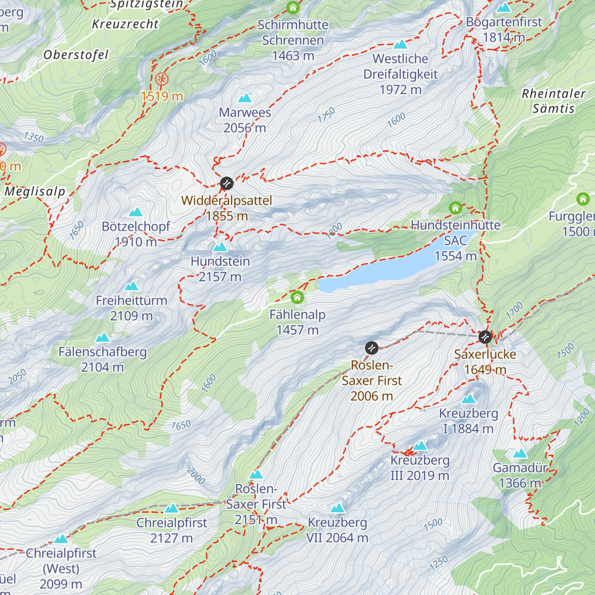 Fählenalp map
