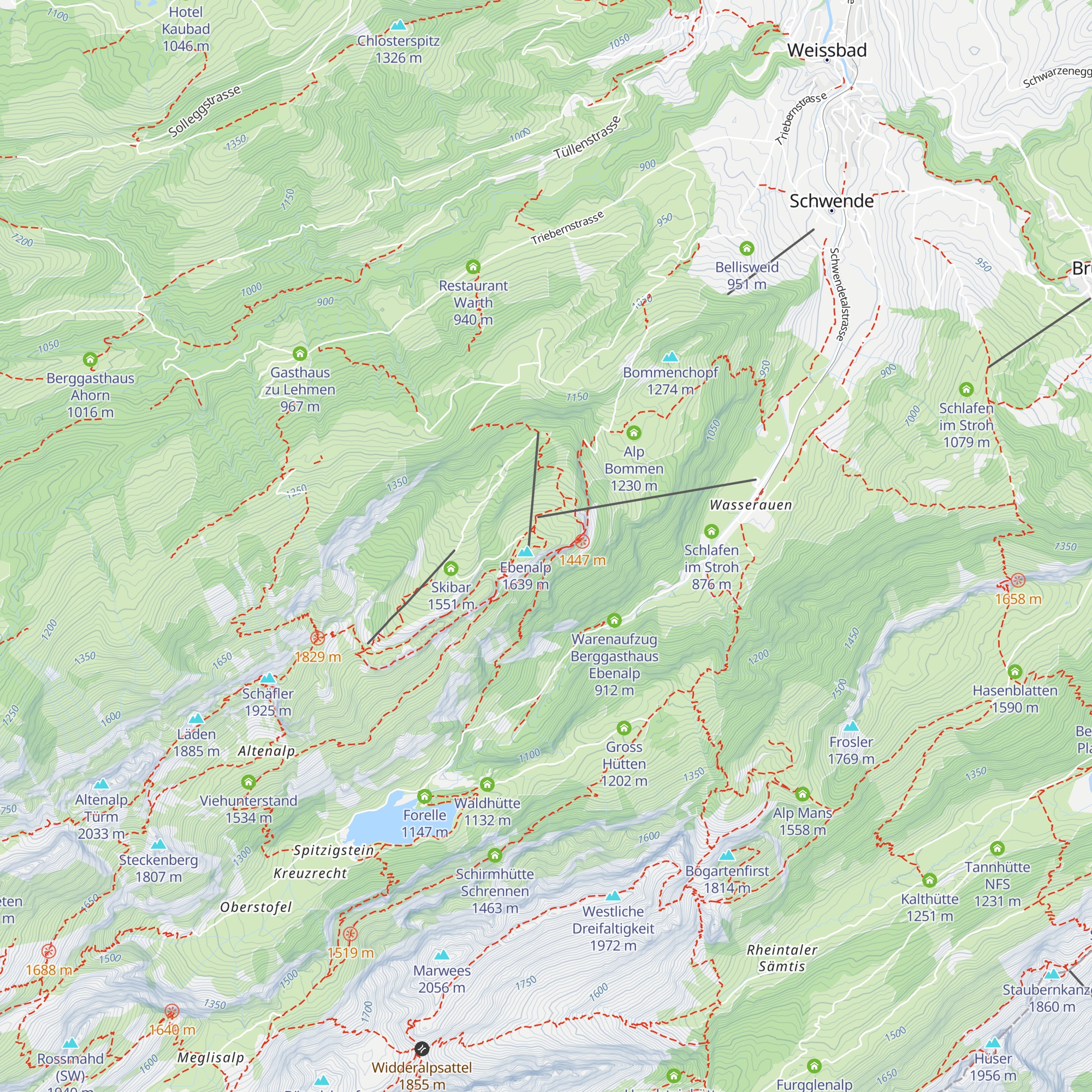 Berggasthaus Ebenenalp, Hüsli map