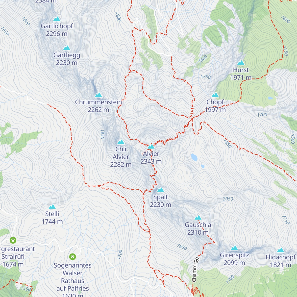 Gipfelhütte Alvier map