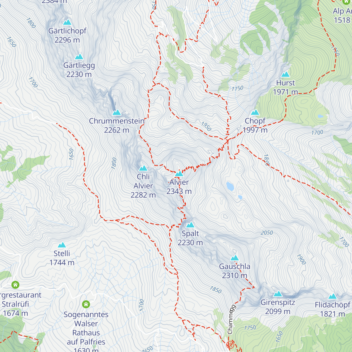 Gipfelhütte Alvier map