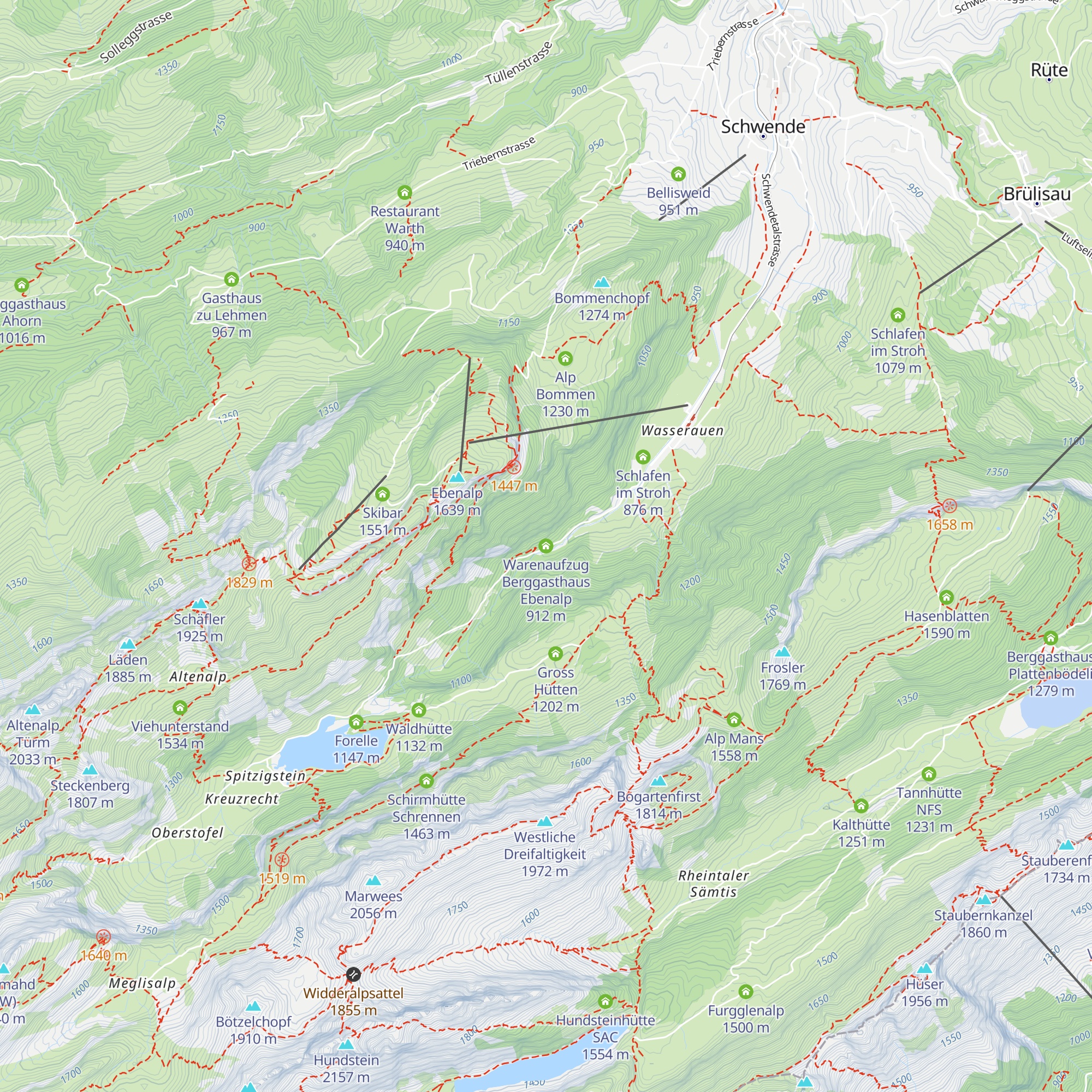 Warenaufzug Berggasthaus Ebenalp map