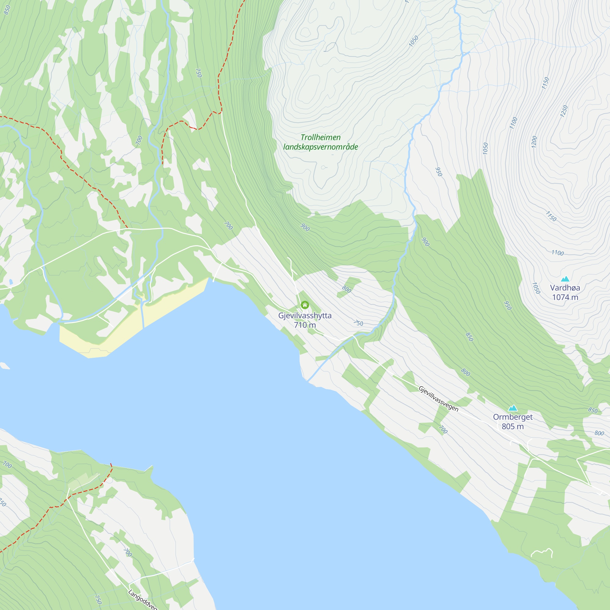 Gjevilvasshytta map