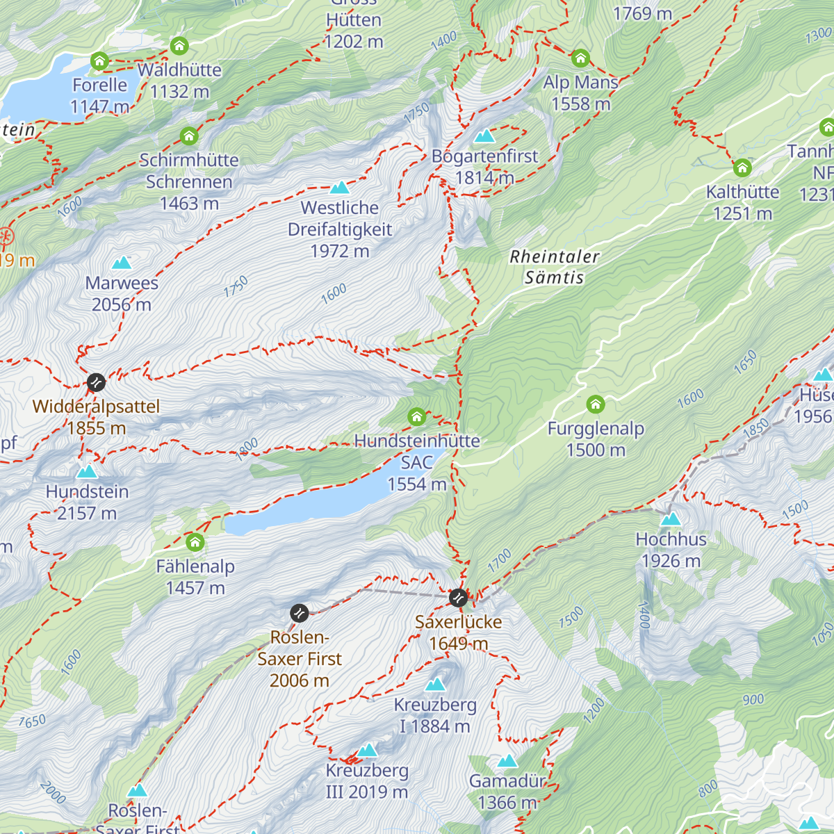 Hundsteinhütte SAC map