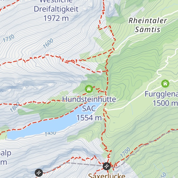 Map of Hundsteinhütte SAC