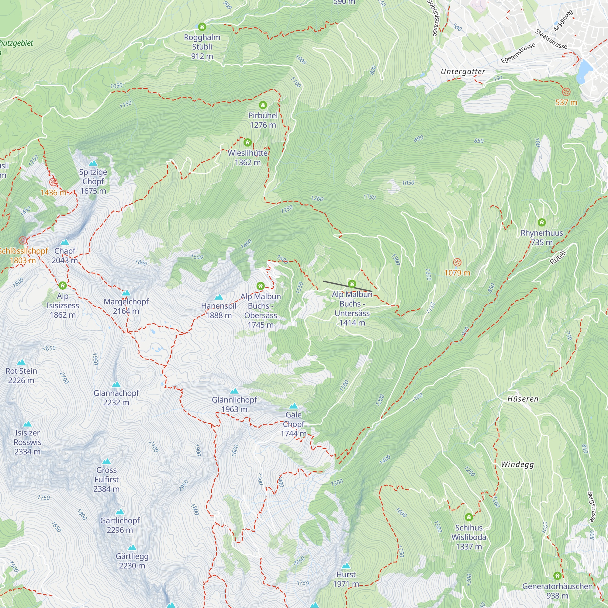 Rinderscherm Malbun map