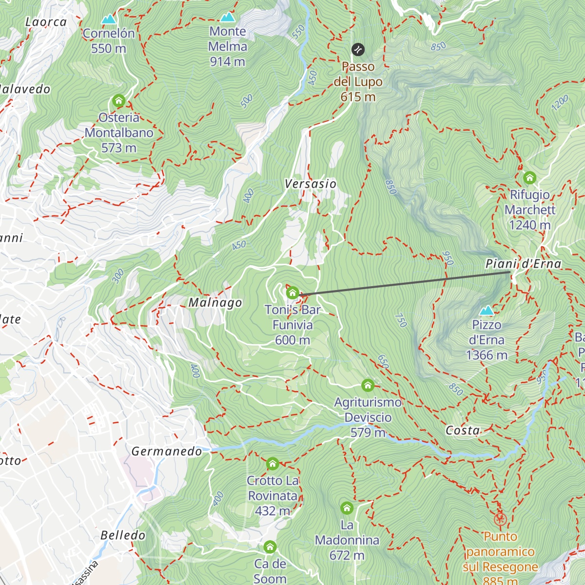 Bed & Breakfast Partenza Funivia Piani d'Erna map