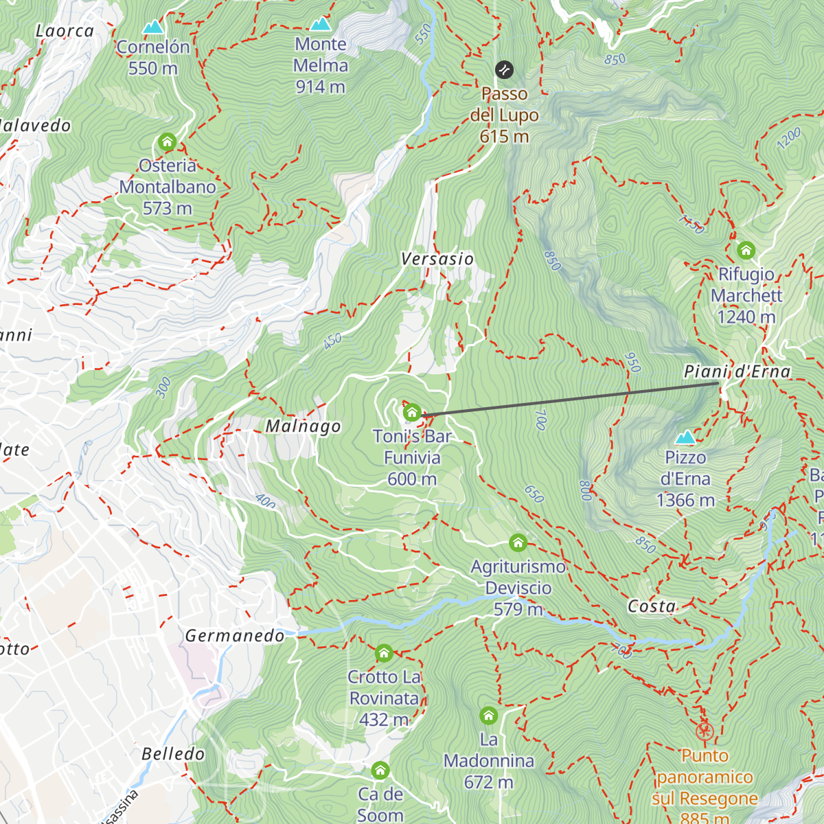 Bed & Breakfast Partenza Funivia Piani d'Erna map