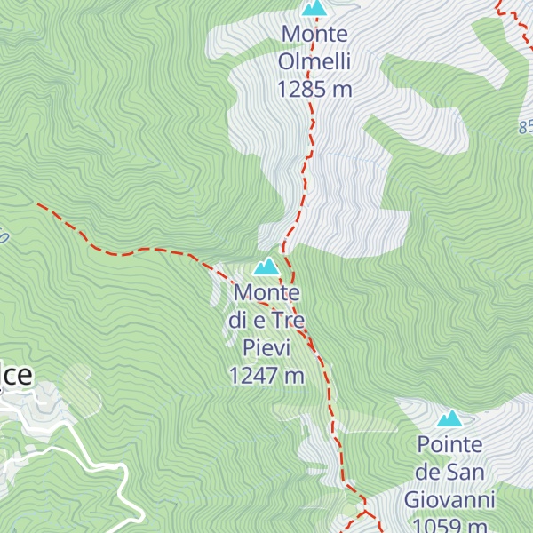 Map of Monte di e Tre Pievi