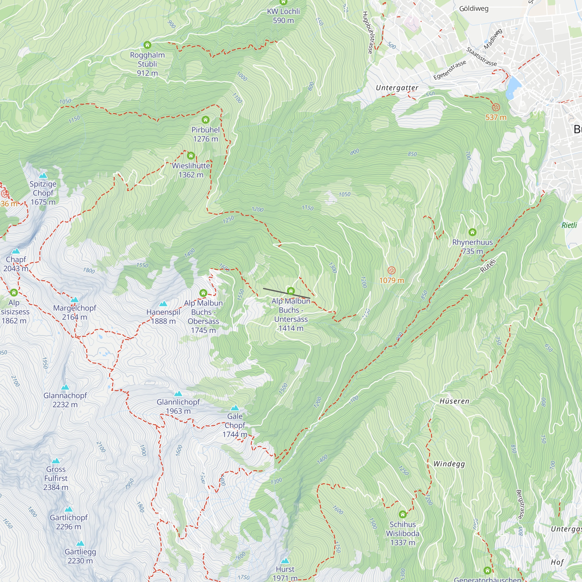 Alp Malbun Buchs - Untersäss map
