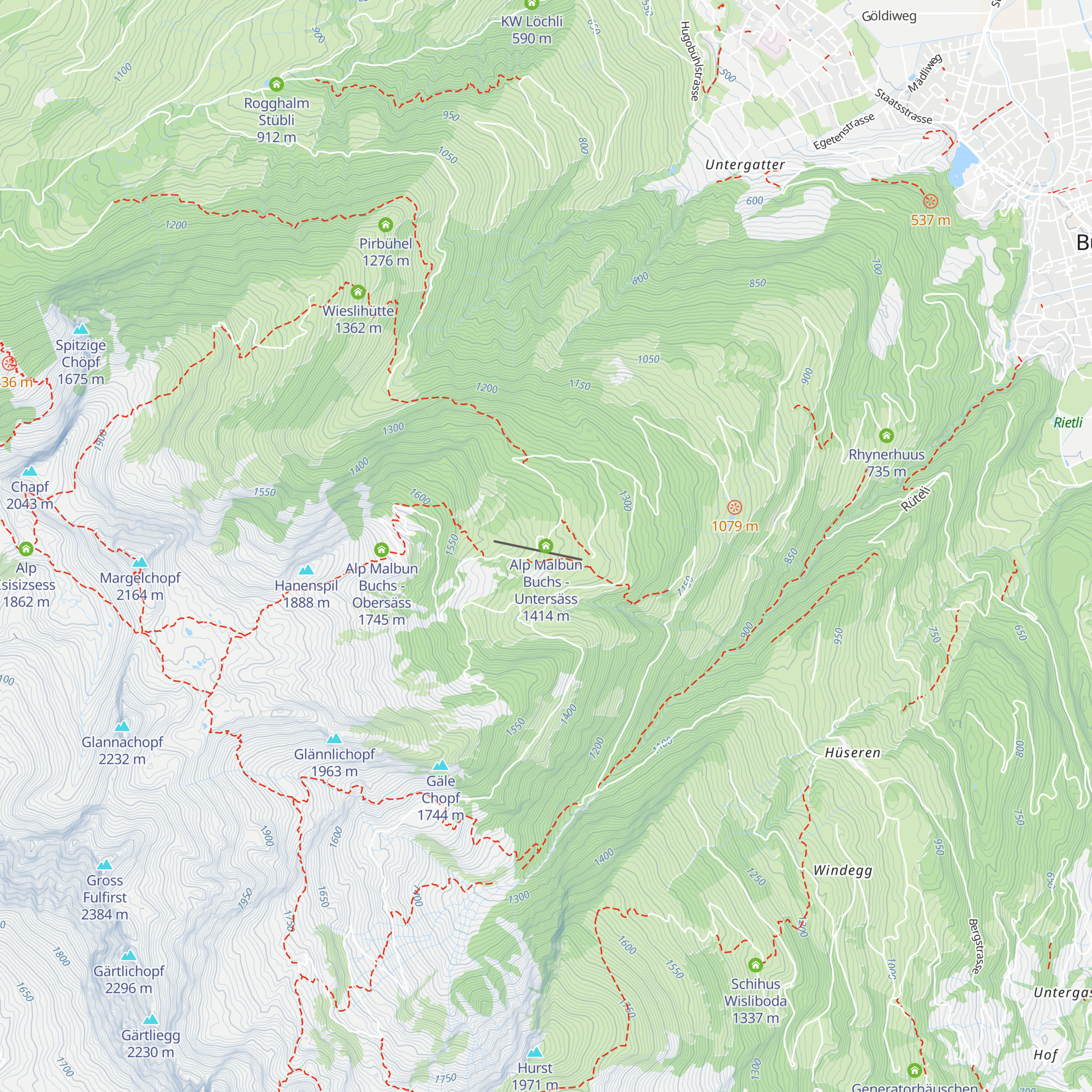 Alp Malbun Buchs - Untersäss map