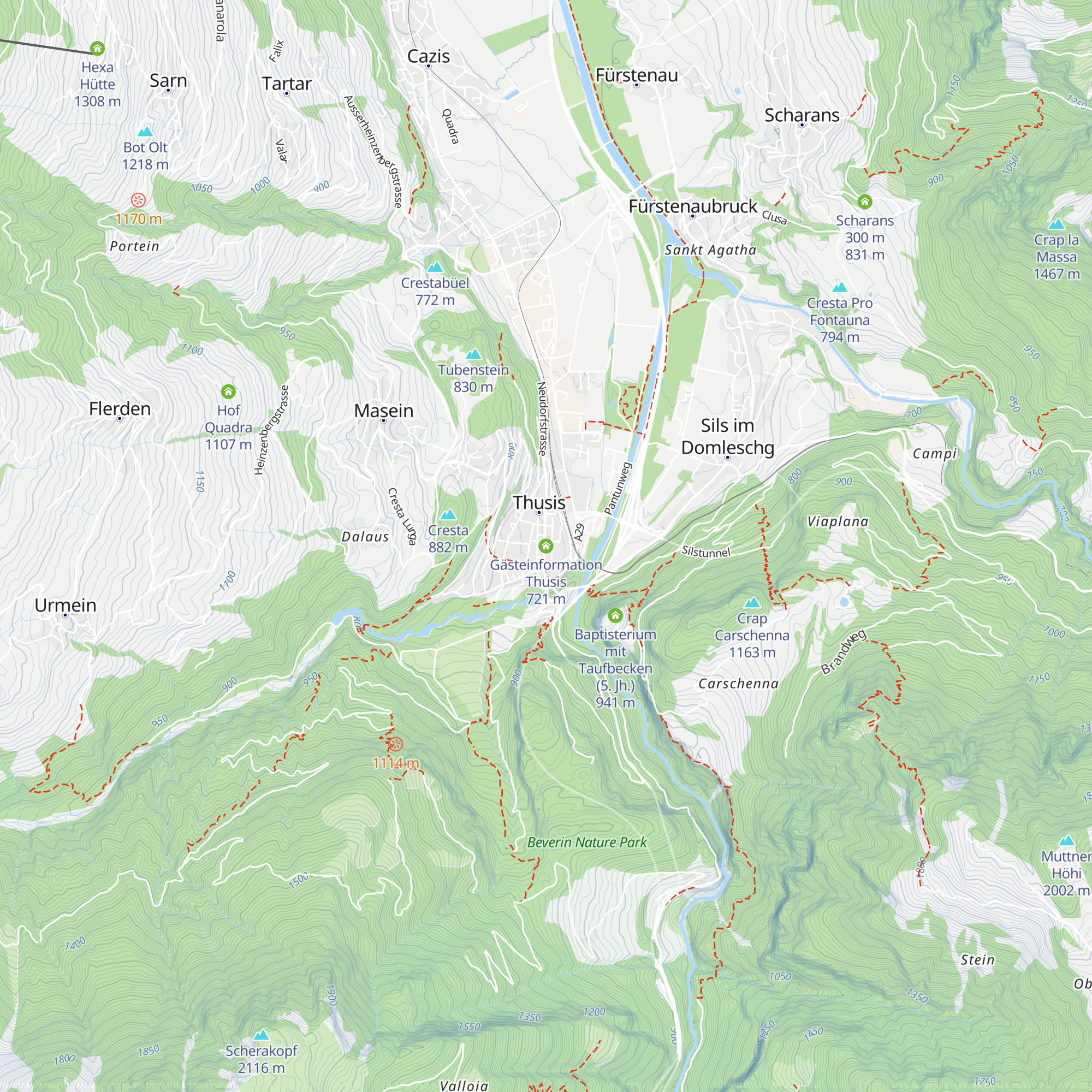 Gästeinformation Thusis map
