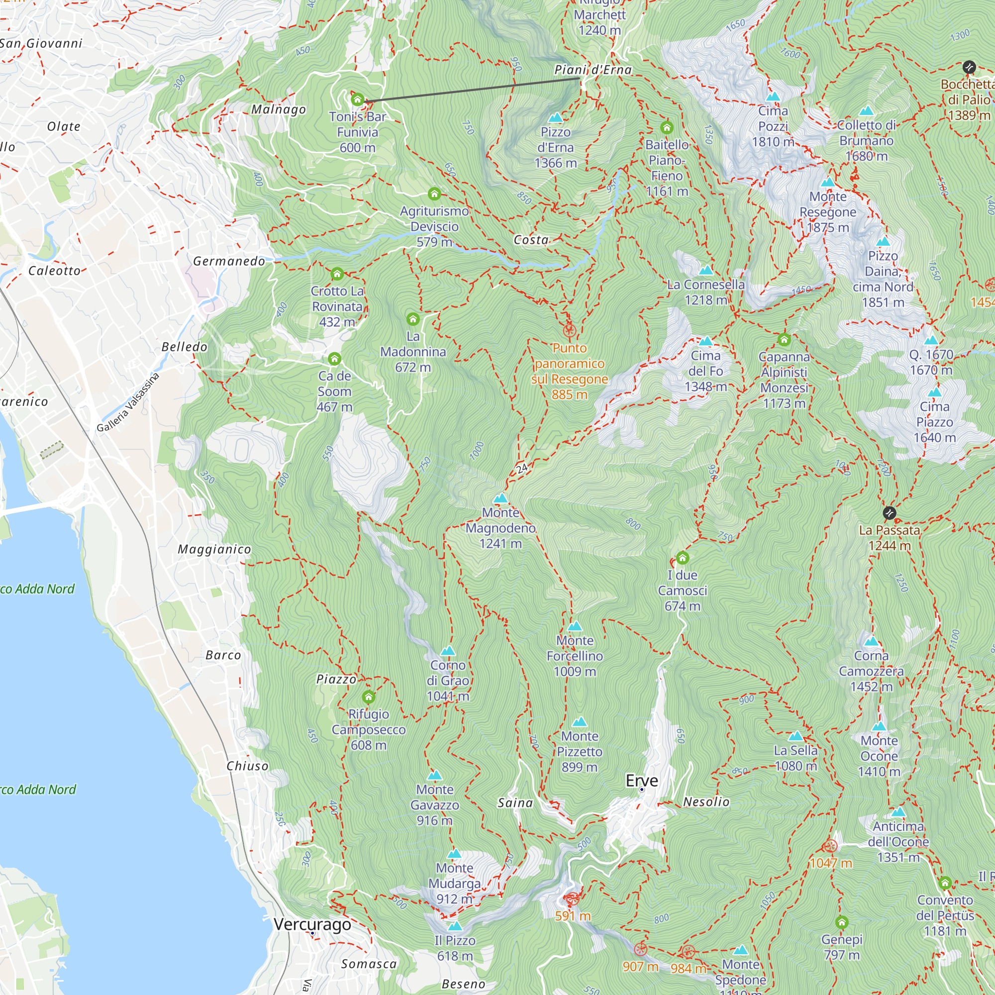 Capanna Bivacco Monte Magnodeno map