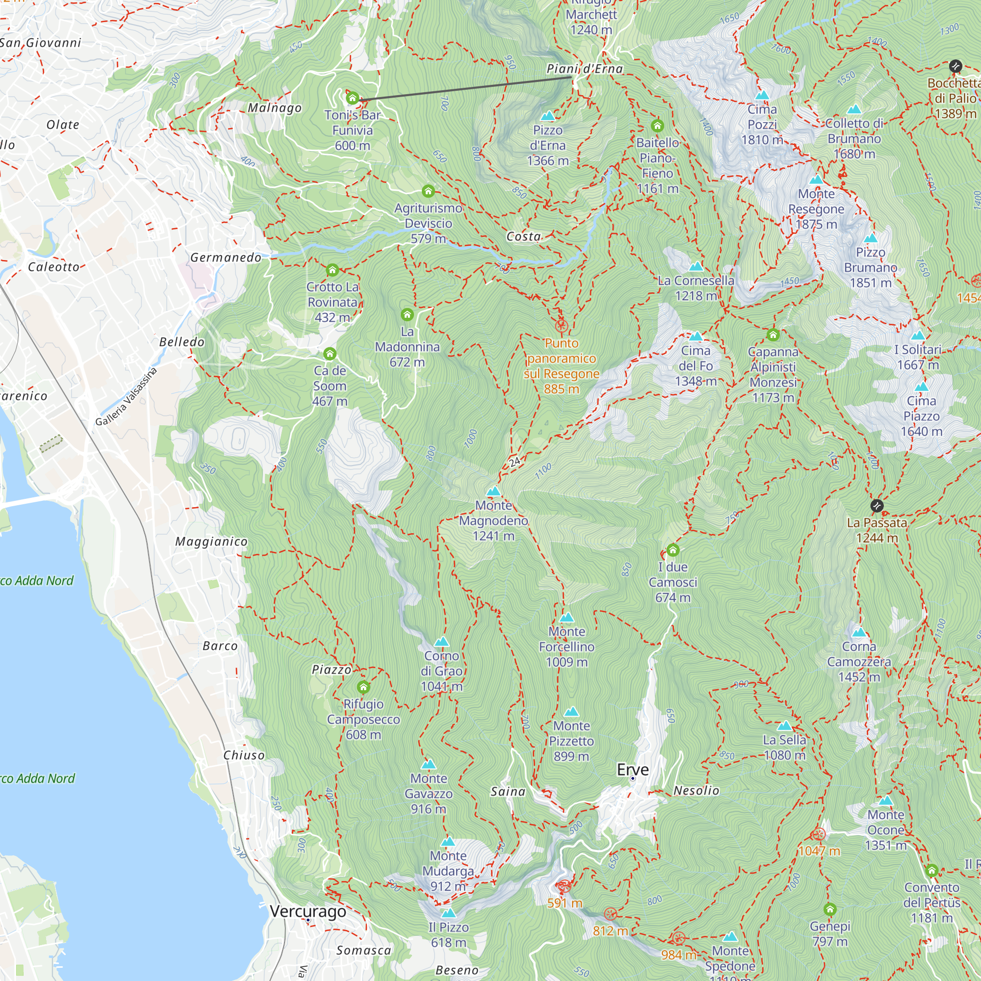 Capanna Bivacco Monte Magnodeno map