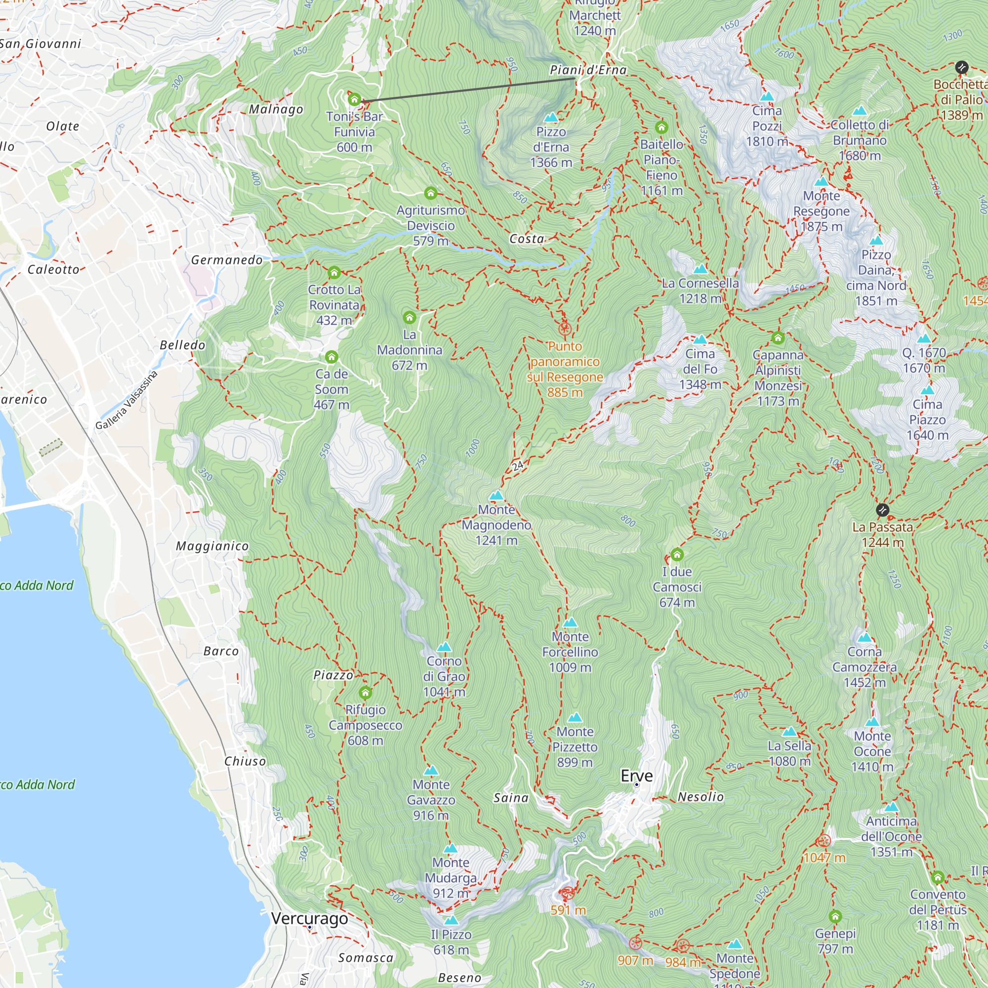 Bivacco Magnodeno map