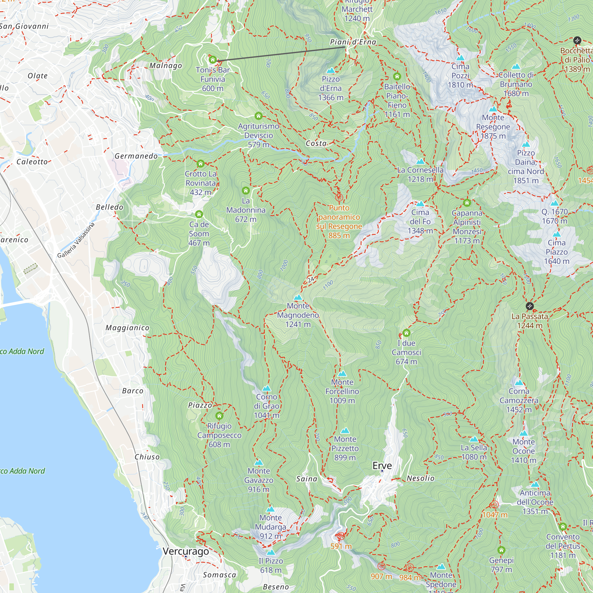 Bivacco Magnodeno map