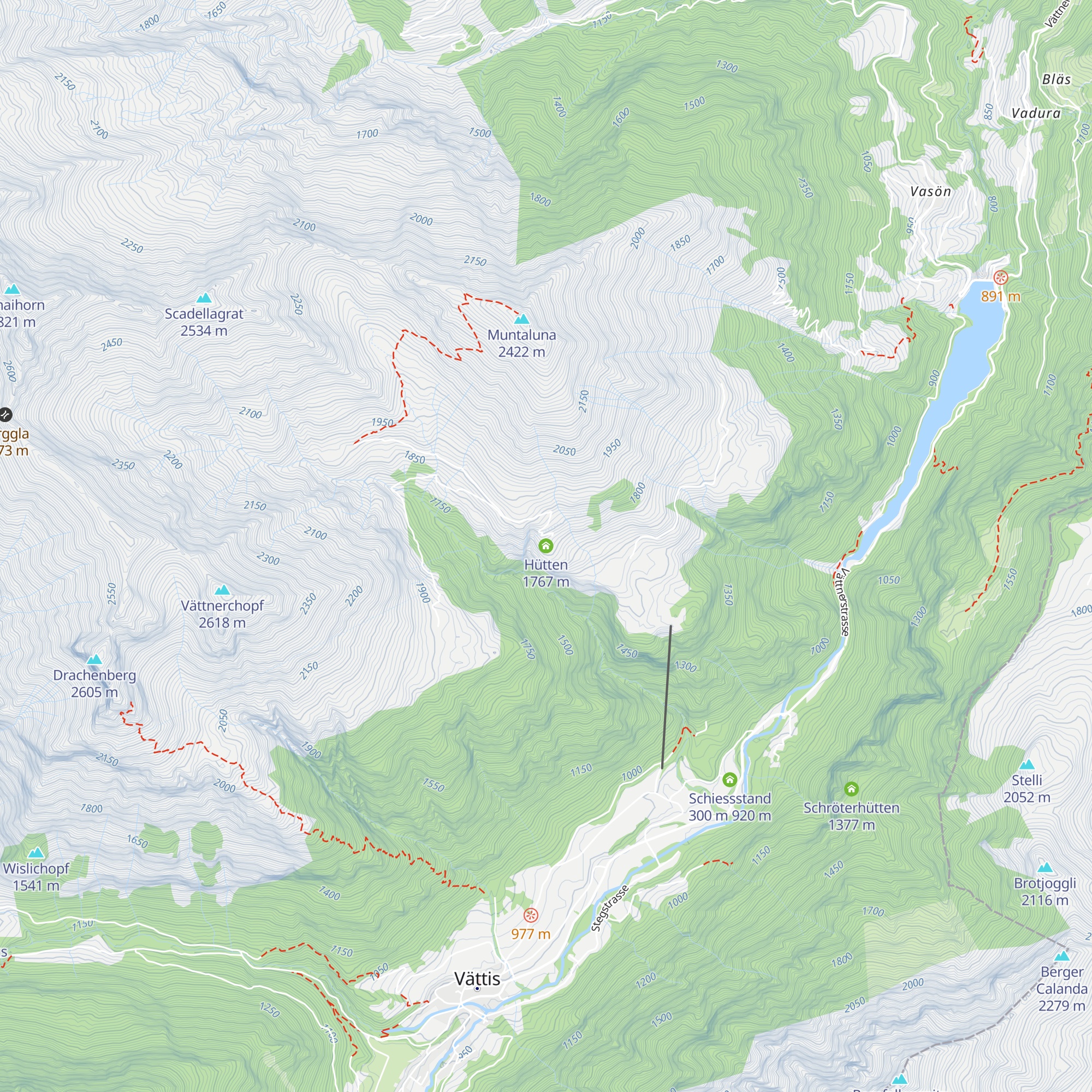 Hütten map