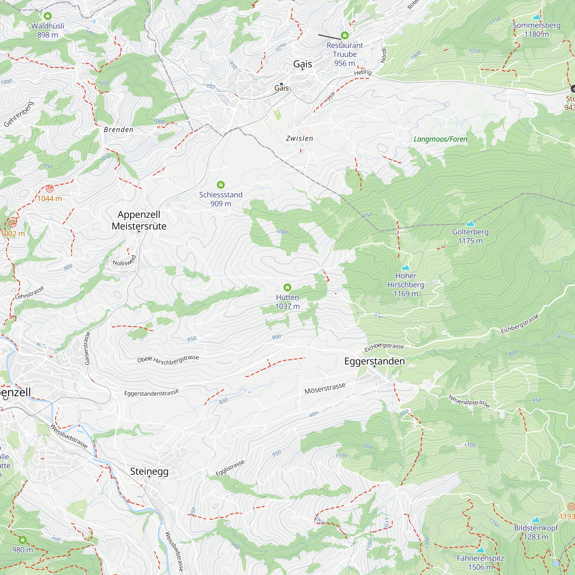 Hütten map