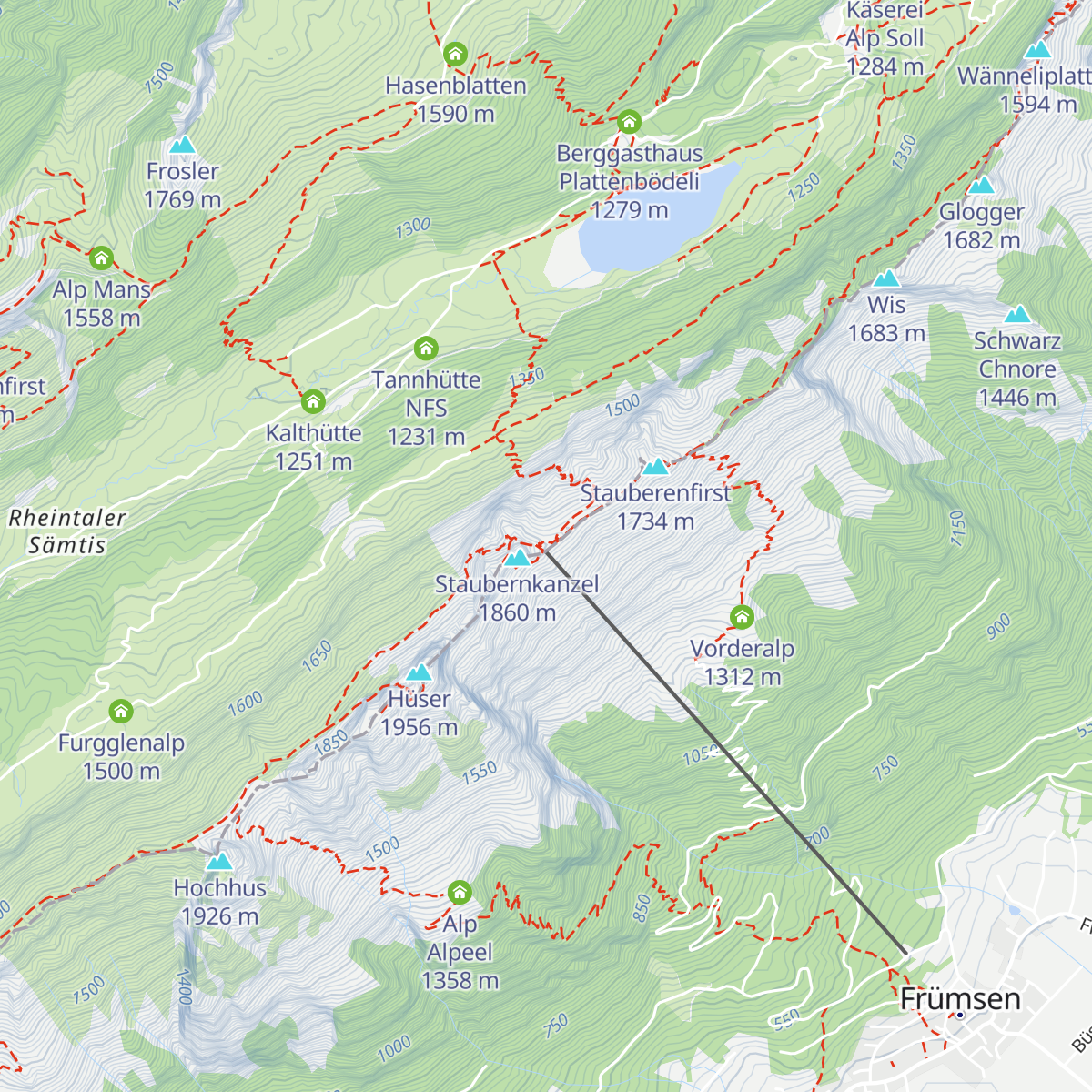 Berggasthaus Staubern map