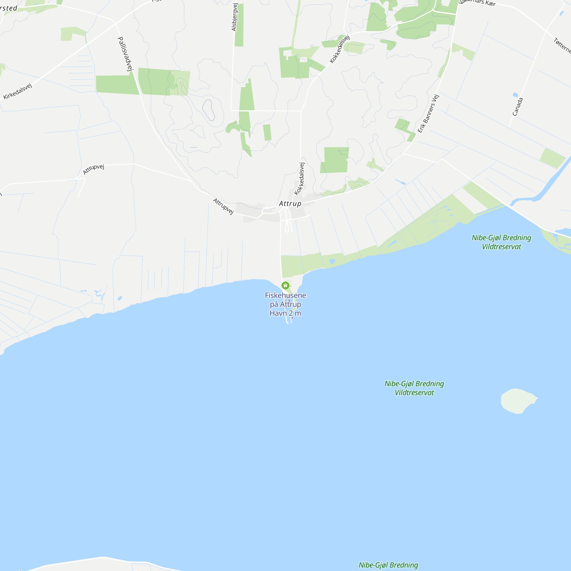 Fiskehusene på Attrup Havn map