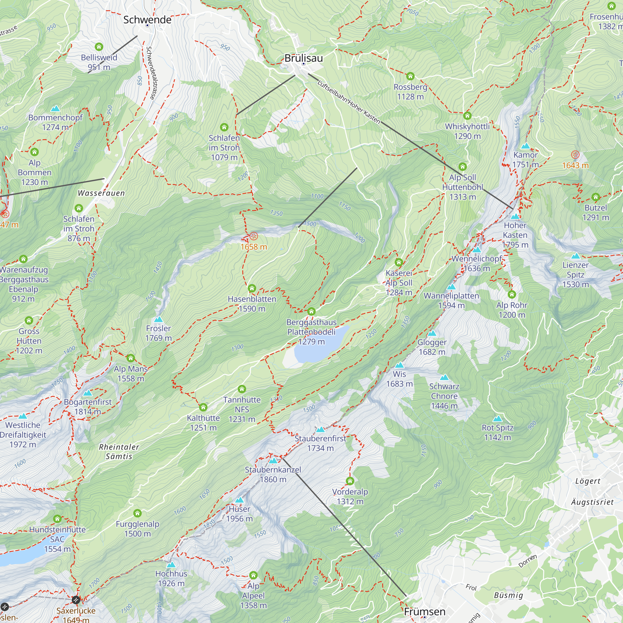 Berggasthaus Plattenbödeli map