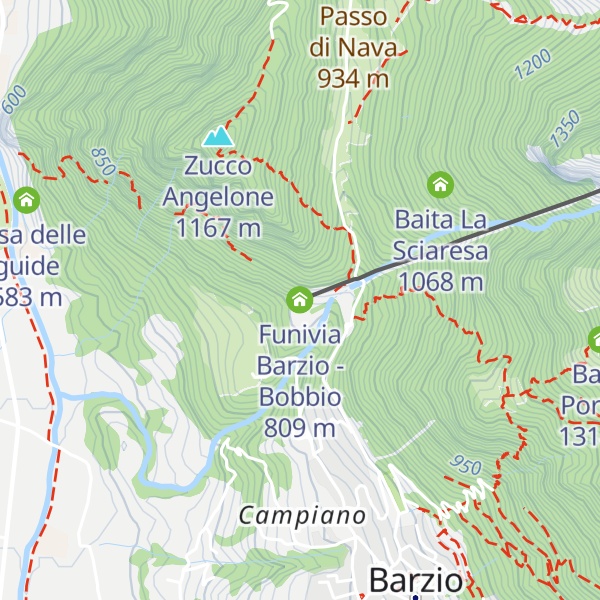 Map of Funivia Barzio - Bobbio