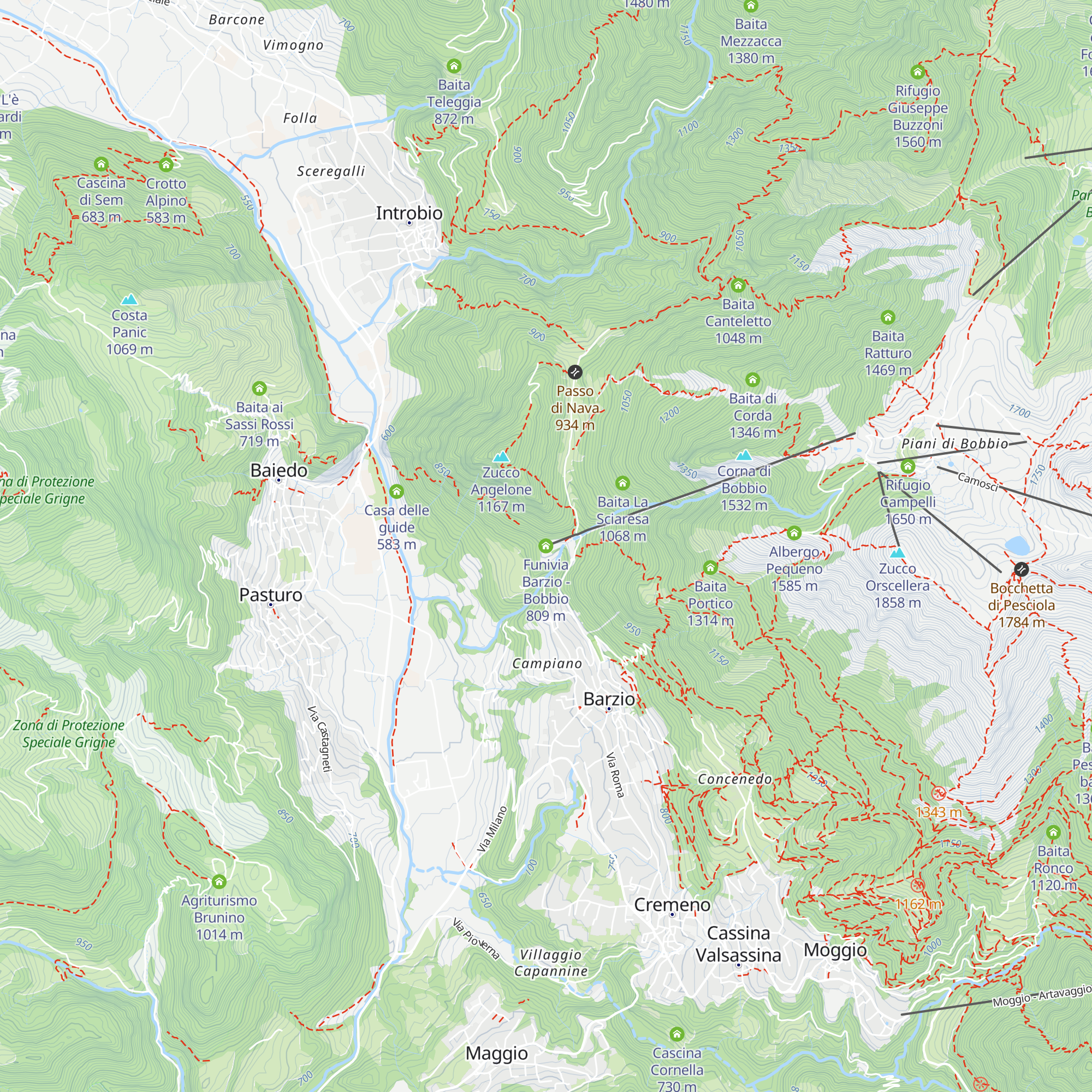 Funivia Barzio - Bobbio map