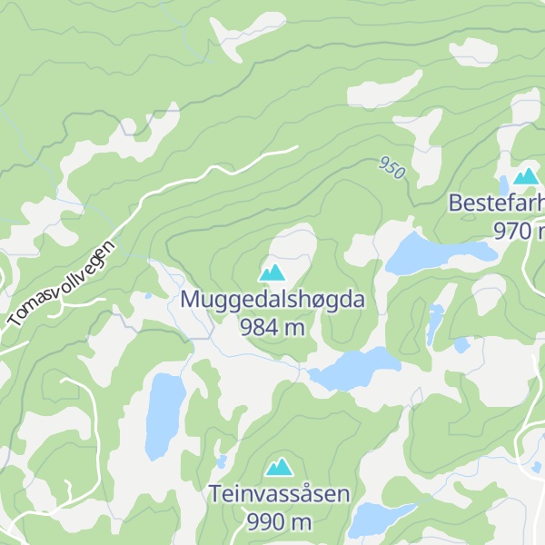 Map of Muggedalshøgda